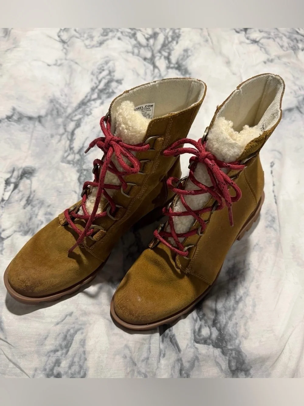 Sorel Phoenix Winter Boots Snow Waterproof Womens Size 10 Brown Suede Sherpa